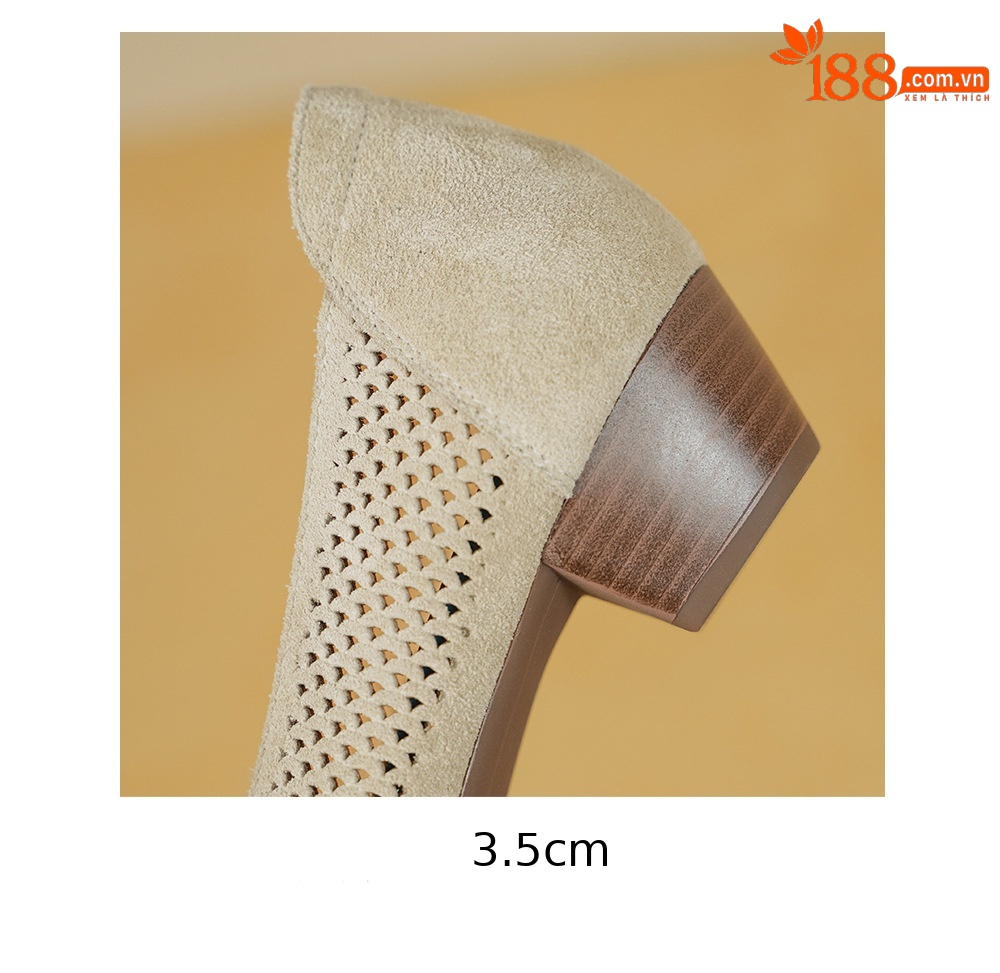 Giày cao gót nữ da lật bò mũi nhọn gót vuông 3.5cm, kiểu dáng nơ xinh — màu sắc chi tiết 19
