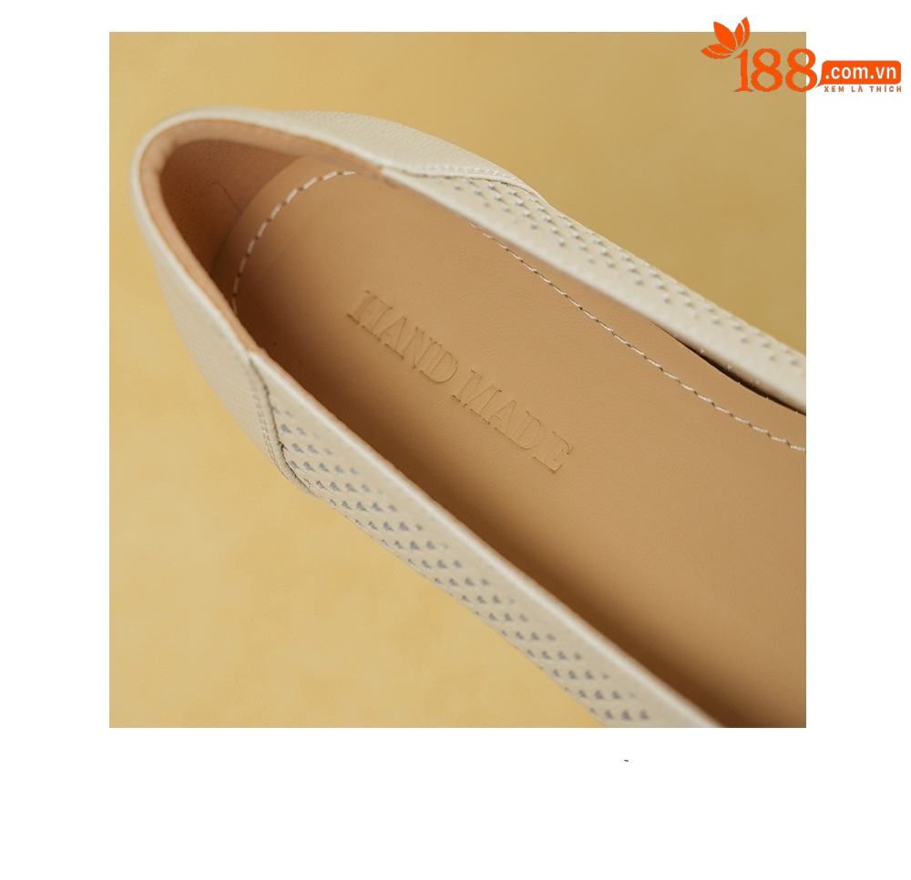 Giày cao gót nữ da cừu mũi nhọn gót vuông ổn định 3.5cm nơ bướm — màu trắng ngà chi tiết 18