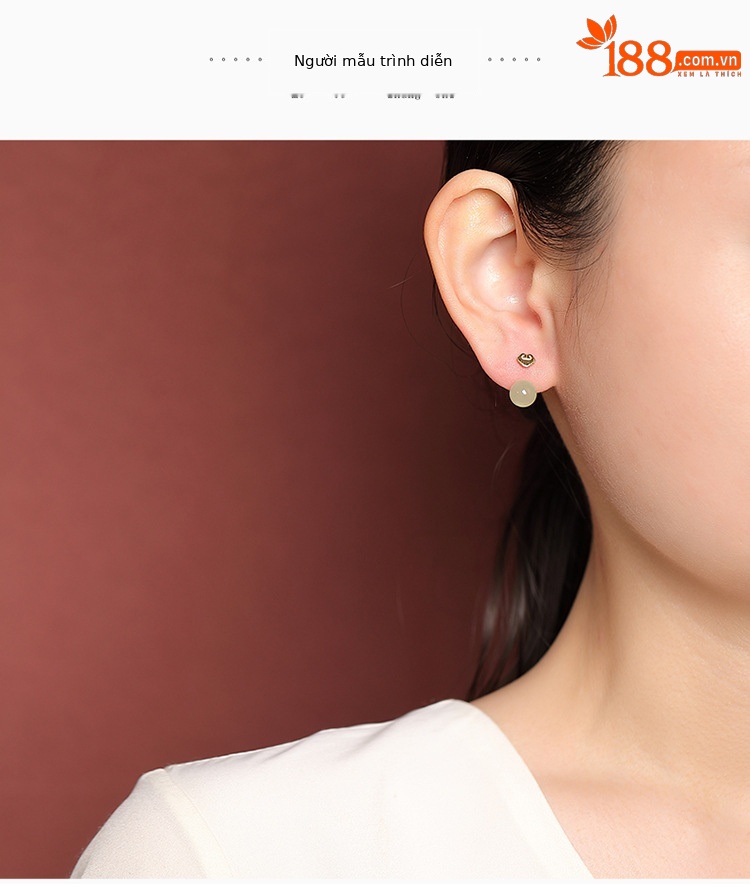 Khuyên tai bạc S925 mạ vàng đính đá thủy ngọc hồng mã não hình tròn — Thanh Thủy Ngọc chi tiết 8