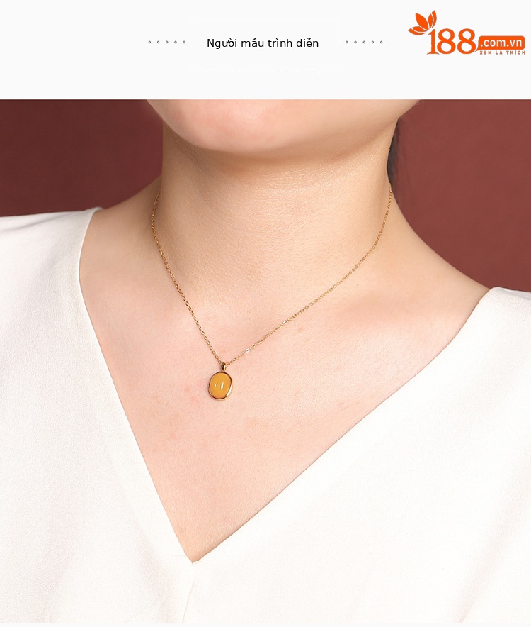 Mặt dây chuyền bạc S925 mạ vàng hình oval đính đá mã não đỏ phong cách tối giản — Mã não đỏ (mặt dây chuyền đơn) chi tiết 8