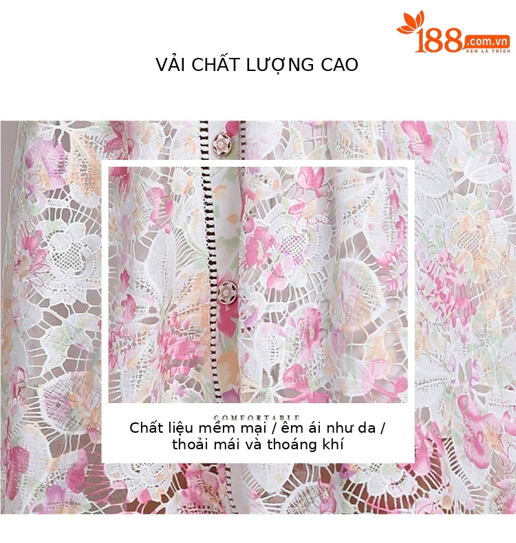 Đầm maxi ren móc hoa phong cách Pháp thắt eo khuy đơn dáng dài — màu sắc, Màu xanh lá cây chi tiết 5