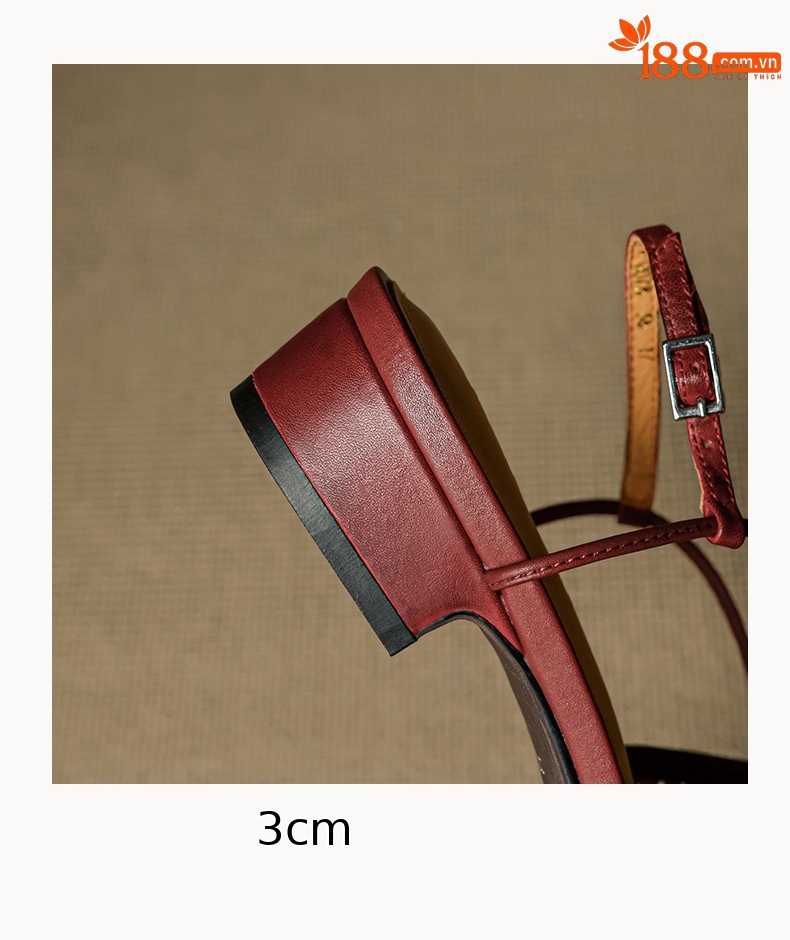 Sandal nữ Mary Jane quai chéo hở gót, gót thô 3 cm, mũi tròn bít — đen chi tiết 22