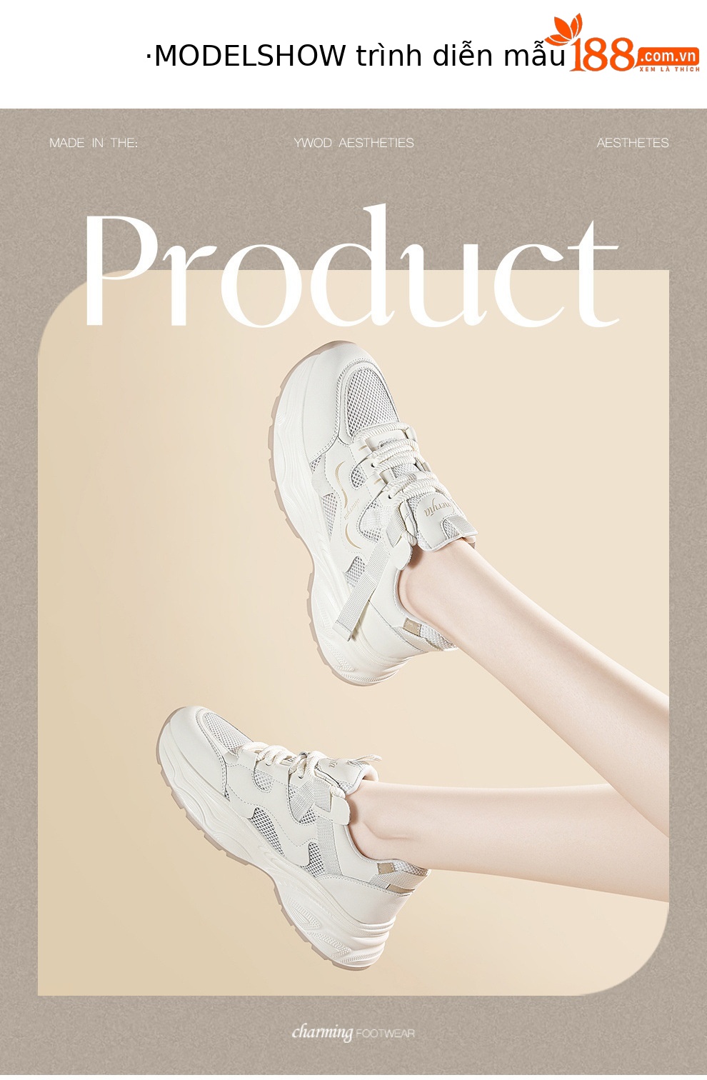 Giày sneaker nữ chunky đế dày lưới thoáng khí mùa xuân hè — 6112 thẻ, 611m màu nâu chi tiết 4
