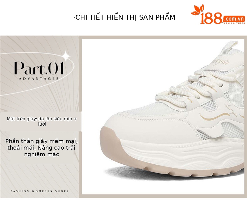 Giày sneaker nữ chunky đế dày lưới thoáng khí mùa xuân hè — 6112 thẻ, 611m màu nâu chi tiết 7