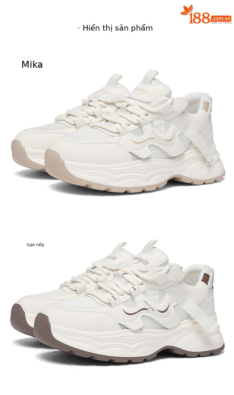 Giày sneaker nữ chunky đế dày lưới thoáng khí mùa xuân hè — 6112 thẻ, 611m màu nâu chi tiết 10