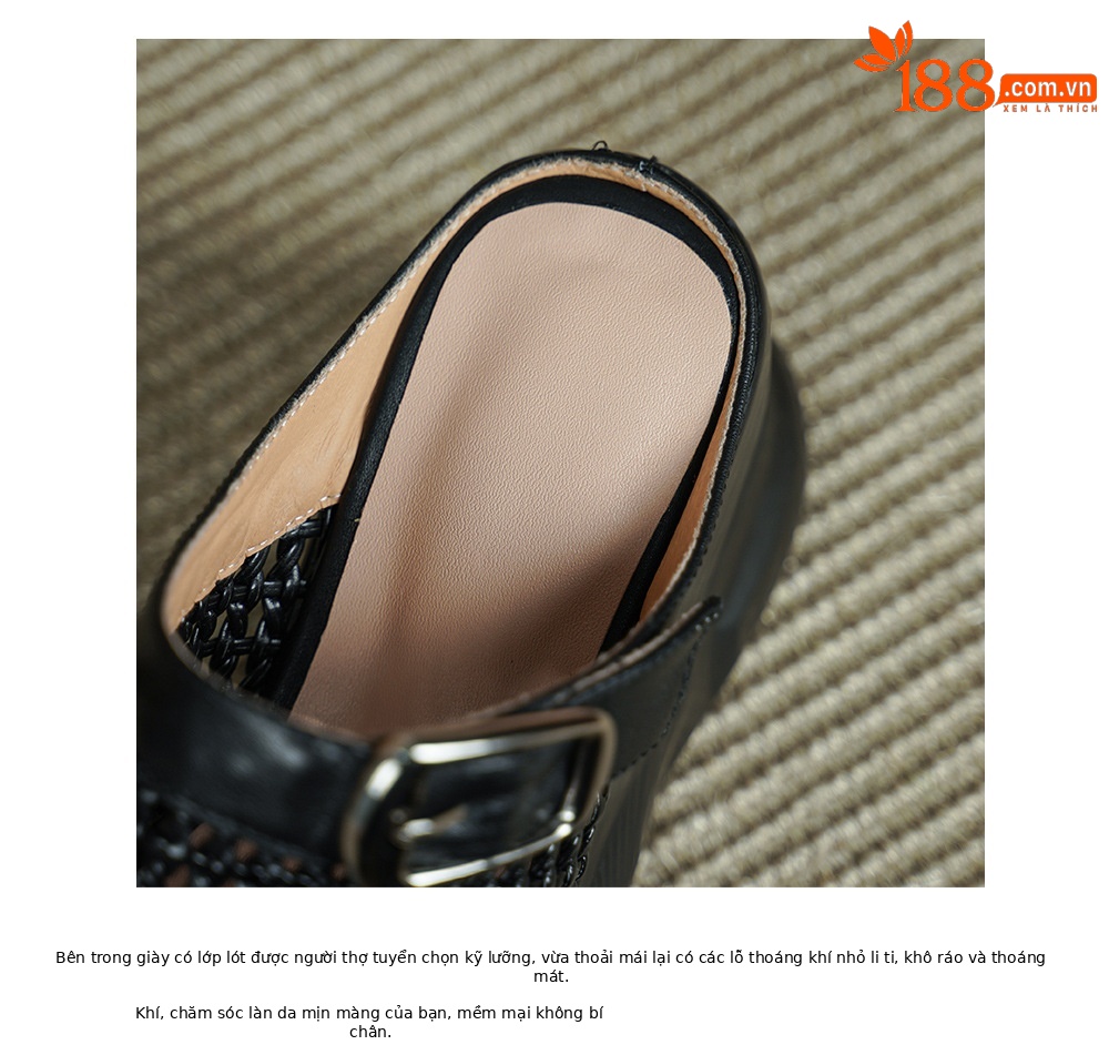 Sandal cao gót nữ mũi hở đế xuồng 8.5cm da thật kiểu La Mã đan lưới — màu đen, màu mơ chi tiết 17