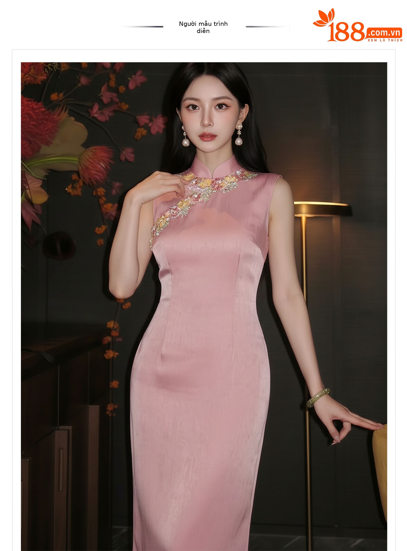 Bộ váy đầm maxi thắt eo kiểu Trung Hoa cải tiến kèm áo khoác choàng tua rua — Trang chủ, bộ đồ, váy liền, váy xanh chi tiết 1