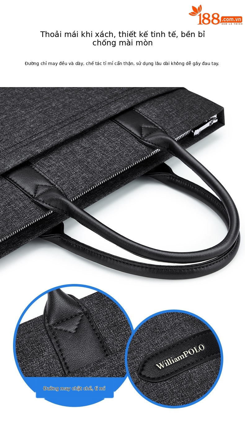 Cặp công sở nam vải canvas chống mài mòn đựng laptop đa năng chi tiết 4