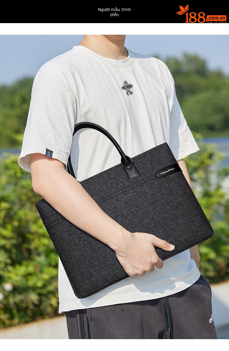 Cặp công sở nam vải canvas chống mài mòn đựng laptop đa năng chi tiết 8