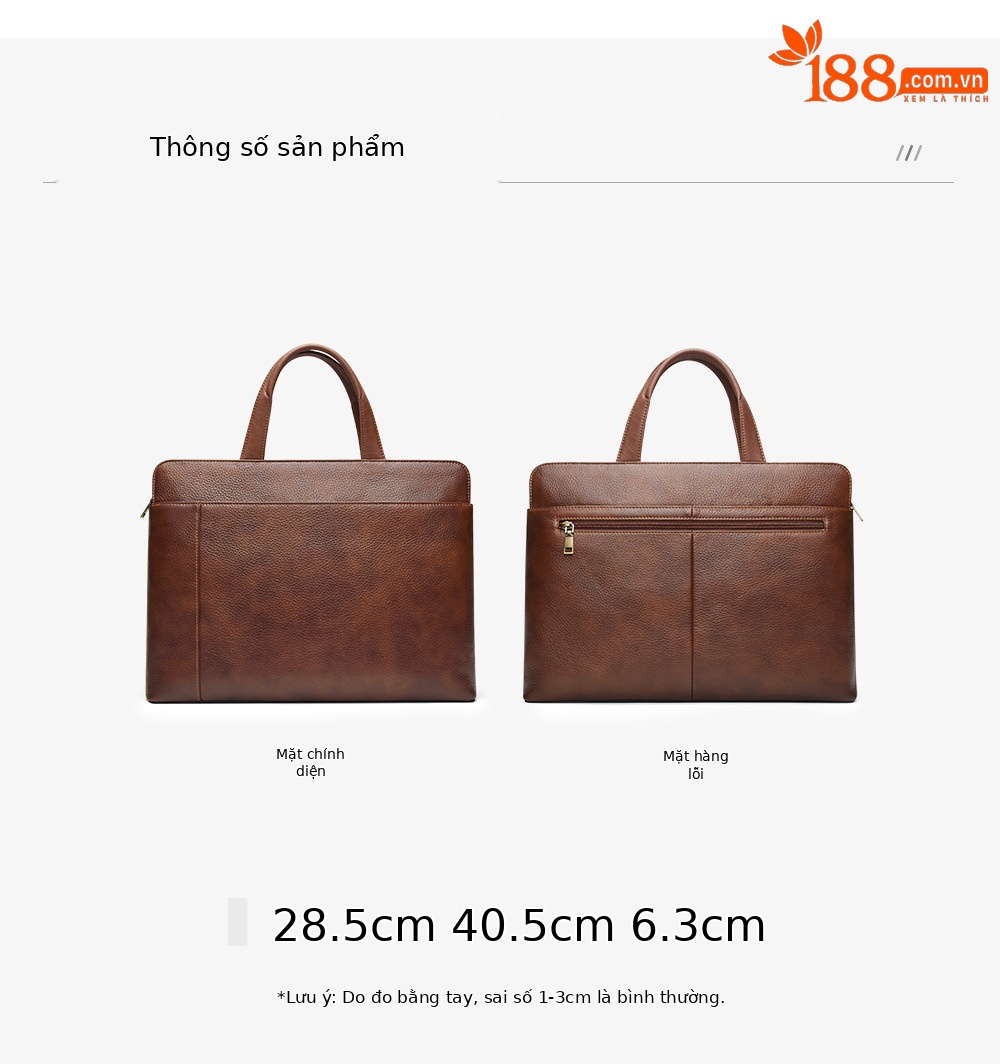 Túi xách nam da bò vintage tote bag đựng laptop công suất lớn chi tiết 8