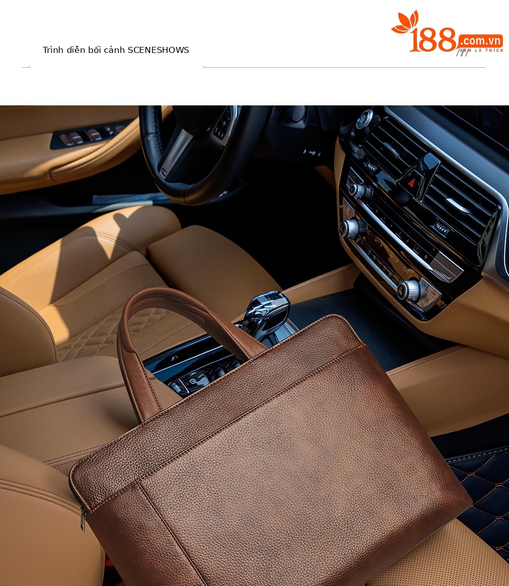 Túi xách nam da bò vintage tote bag đựng laptop công suất lớn chi tiết 10