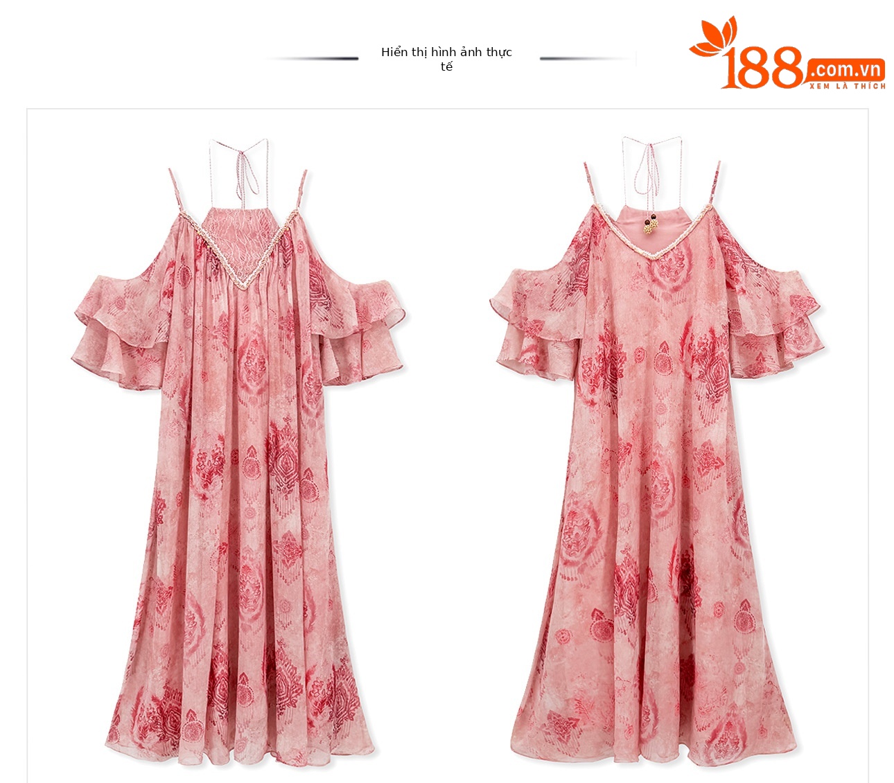 Đầm maxi nữ thắt eo ren cổ yếm phong cách Tây Mễ Á — Bột Lệ, Thuốc lá xanh chi tiết 12