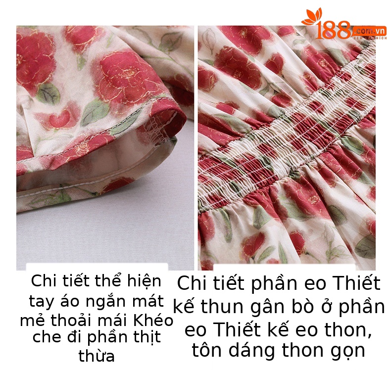 Đầm maxi nữ thắt eo cổ V in họa tiết thanh lịch — màu đỏ chi tiết 9