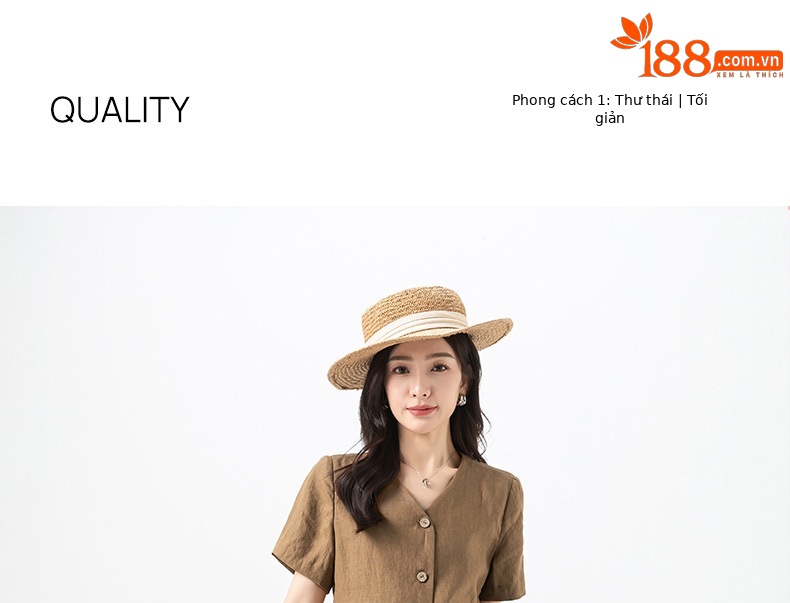 Bộ suit linen nữ áo vest ngắn tay kết hợp chân váy cao eo — Áo gi lê - 65427 kaki chi tiết 5