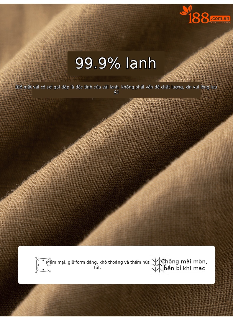 Bộ suit linen nữ áo vest ngắn tay kết hợp chân váy cao eo — Áo gi lê - 65427 kaki chi tiết 8