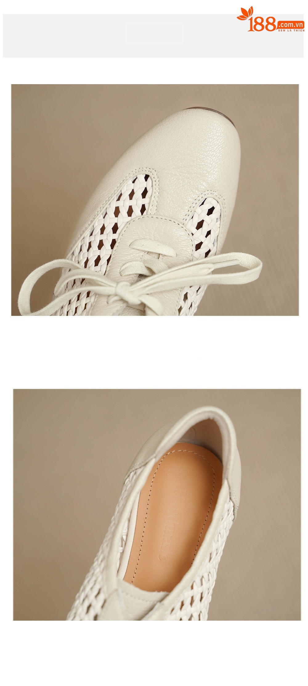 Giày sneaker nữ da cừu lỗ rỗng phong cách DeTrain đế mềm — Vàng nâu chi tiết 15