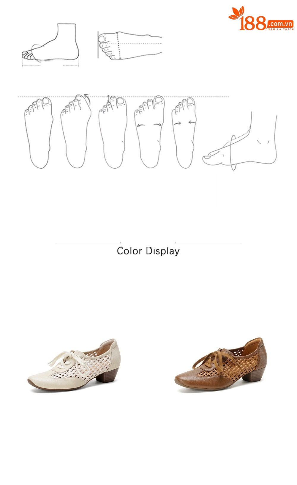 Giày sneaker nữ da cừu lỗ rỗng phong cách DeTrain đế mềm — Vàng nâu chi tiết 4