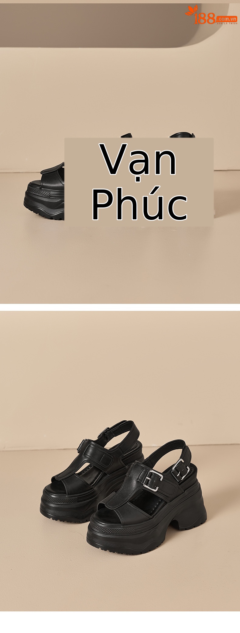 Sandal cao gót nữ đế xuồng 12 cm hở mũi phong cách La Mã — màu đen, màu trắng ngà chi tiết 13