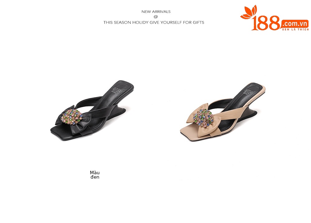 Sandal cao gót nữ hở mũi đính đá lấp lánh, gót 6 cm, mùa hè — đen chi tiết 3