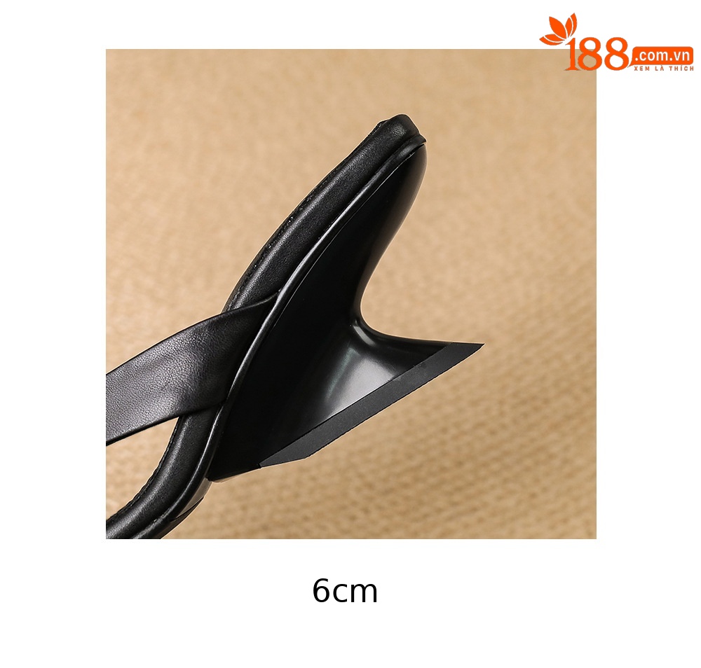 Sandal cao gót nữ hở mũi đính đá lấp lánh, gót 6 cm, mùa hè — đen chi tiết 18