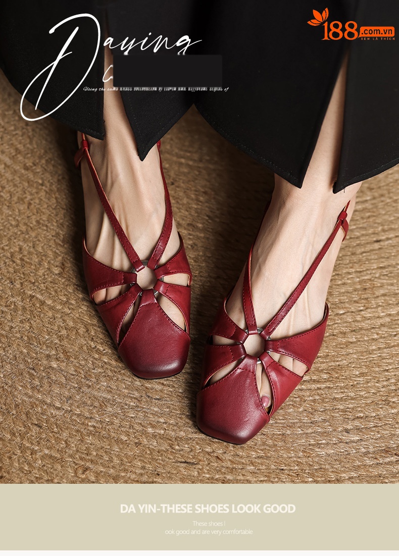 Sandal nữ quai ngang mũi nhọn phong cách vintage, gót thấp 3 cm — đen chi tiết 2