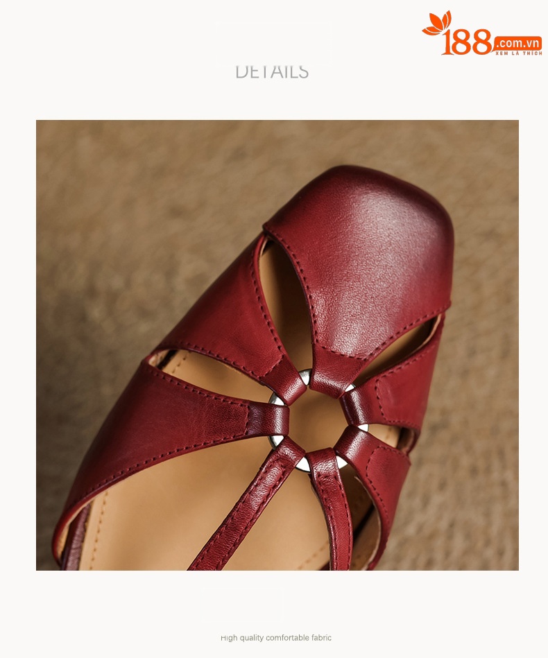 Sandal nữ quai ngang mũi nhọn phong cách vintage, gót thấp 3 cm — đen chi tiết 18