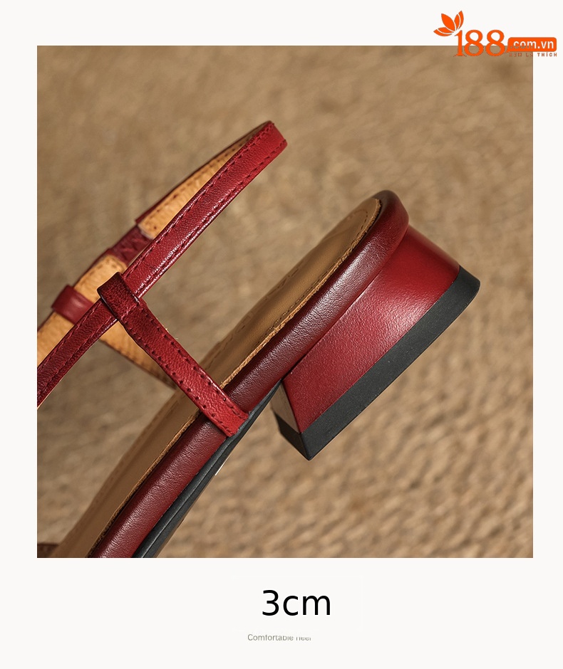 Sandal nữ quai ngang mũi nhọn phong cách vintage, gót thấp 3 cm — đen chi tiết 21