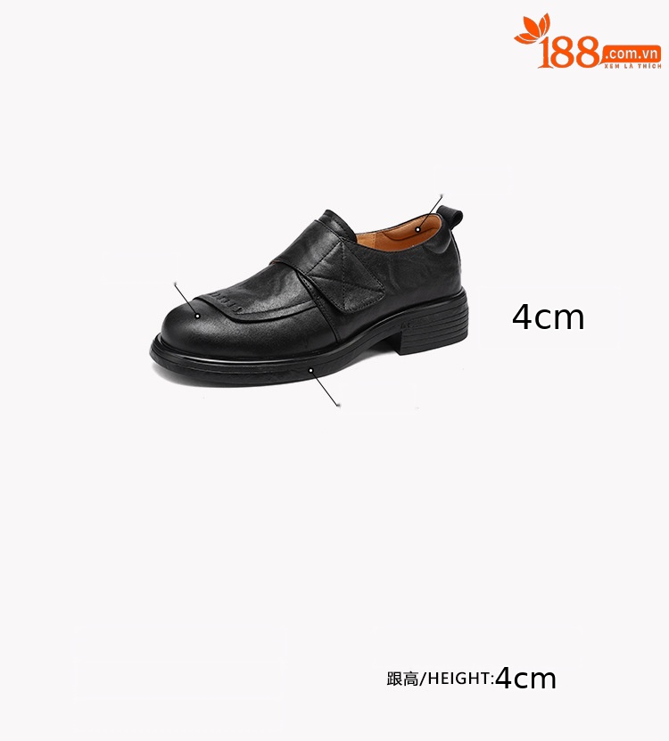 Giày lười nữ mũi vuông đế dày phong cách Anh quốc cổ điển — màu nâu chi tiết 3