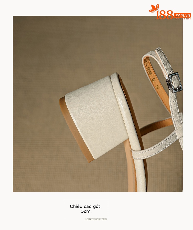 Sandal nữ quai ngang gót thô 5 cm, dây đan kiểu La Mã — màu nâu chi tiết 18