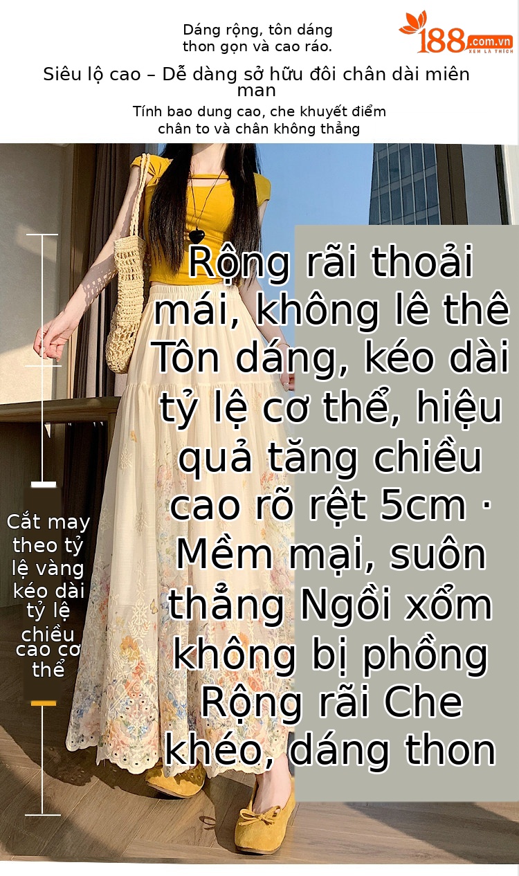 Chân váy chữ A dài thêu ren họa tiết eo cao mùa hè — màu mơ chi tiết 3