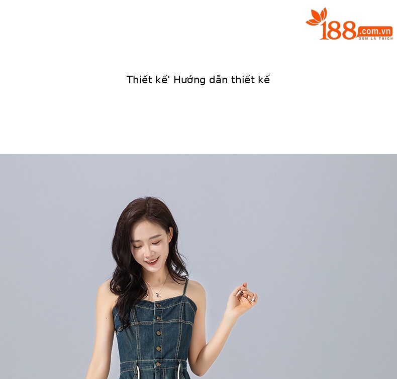 Đầm maxi nữ denim phong cách vintage thiết kế dây đeo thắt eo — xanh lam chi tiết 12