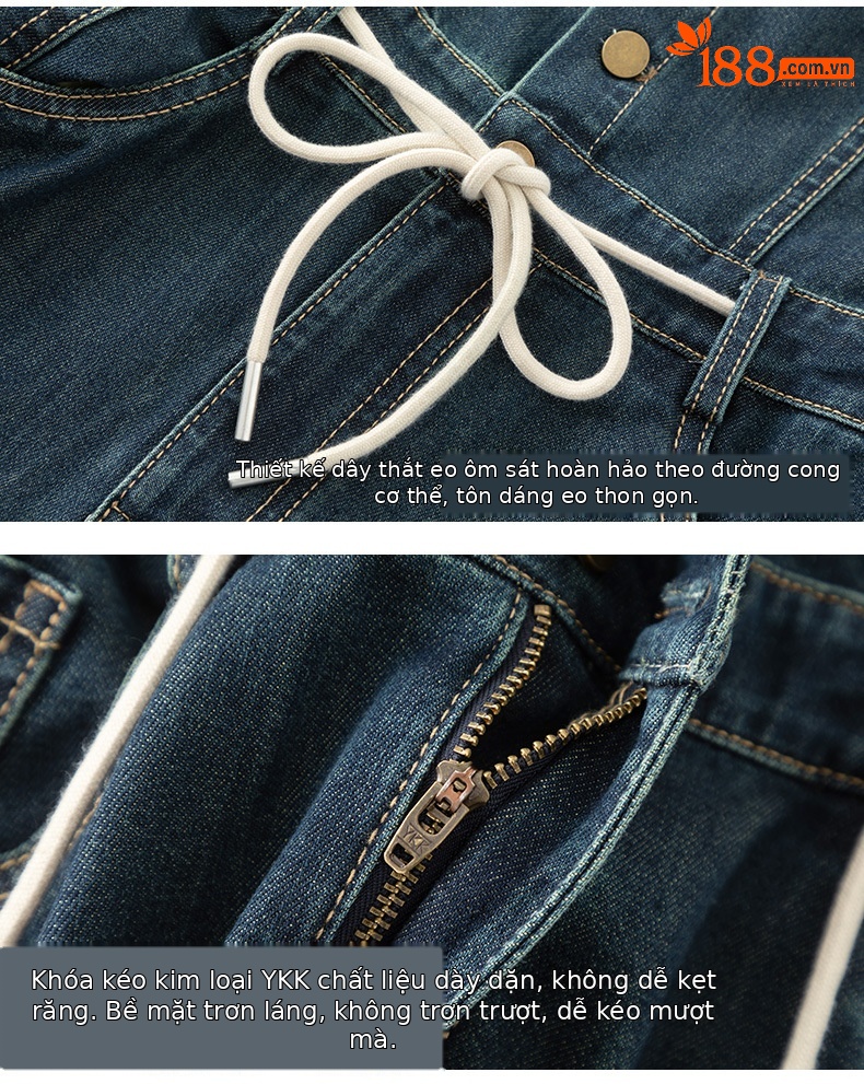 Đầm maxi nữ denim phong cách vintage thiết kế dây đeo thắt eo — xanh lam chi tiết 22