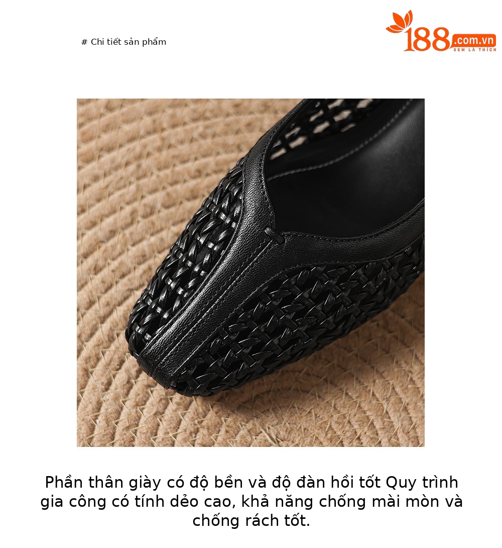 Giày sandal nữ mũi vuông gót thấp 3 cm da cừu hở bên — đen chi tiết 11