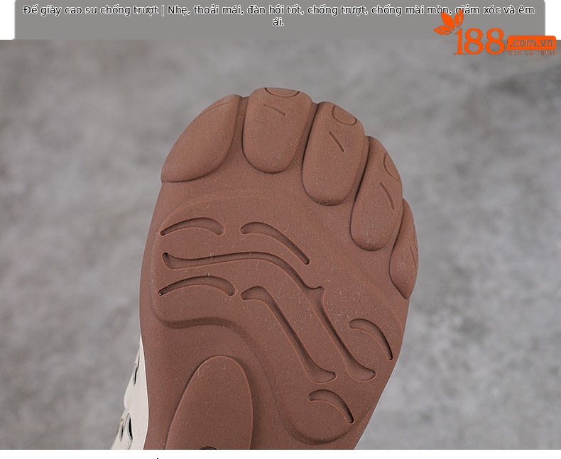 Dép sandal nữ quai chữ V đan thủ công da bò mềm đế bệt — màu trắng ngà chi tiết 7