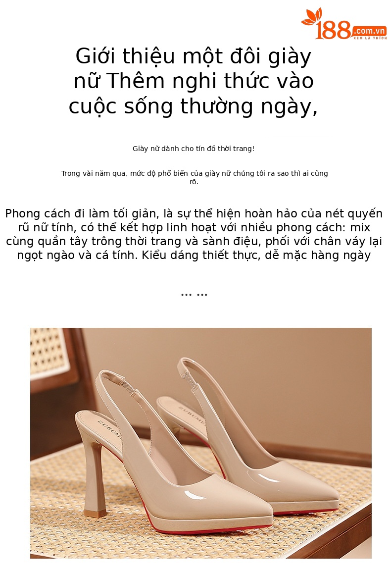 Sandal cao gót nữ mũi nhọn quai mảnh đế platform gót 10 cm — Màu da-10cm chi tiết 2