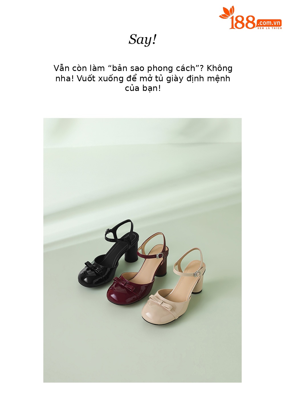Giày cao gót nữ mũi tròn bít gót thấp 4-5 cm, phong cách Nhật, nơ bướm phía sau — màu đen, Rượu vang đỏ, màu mơ chi tiết 3