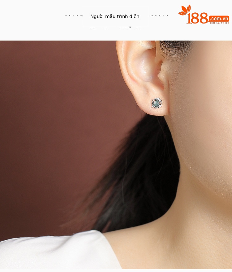 Khuyên tai bạc S925 hình cá chép ngọc bích xanh — Cặp đôi chi tiết 4