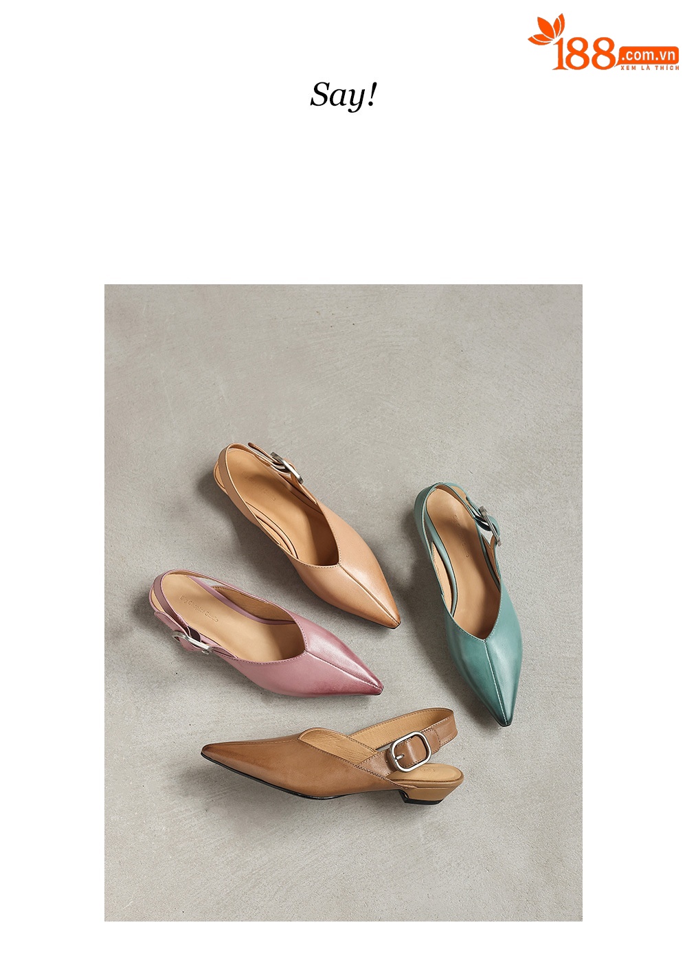 Giày sandal nữ mũi nhọn quai ngang gót thấp phong cách Hàn Quốc — màu nâu chi tiết 4