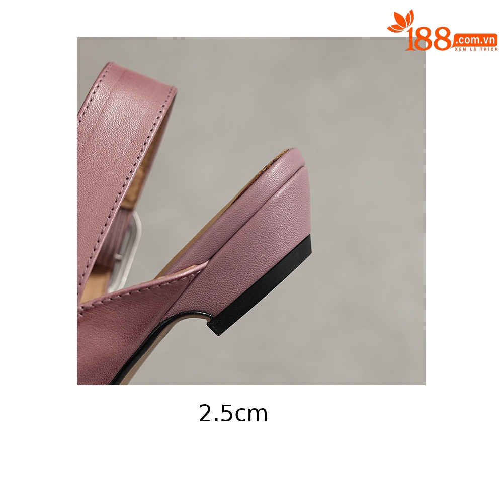 Giày sandal nữ mũi nhọn quai ngang gót thấp phong cách Hàn Quốc — màu nâu chi tiết 24