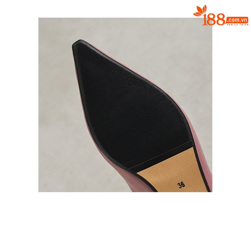 Giày sandal nữ mũi nhọn quai ngang gót thấp phong cách Hàn Quốc — màu nâu chi tiết 25