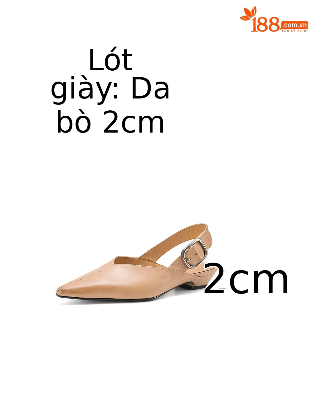 Giày sandal nữ mũi nhọn quai ngang gót thấp phong cách Hàn Quốc — màu nâu chi tiết 5