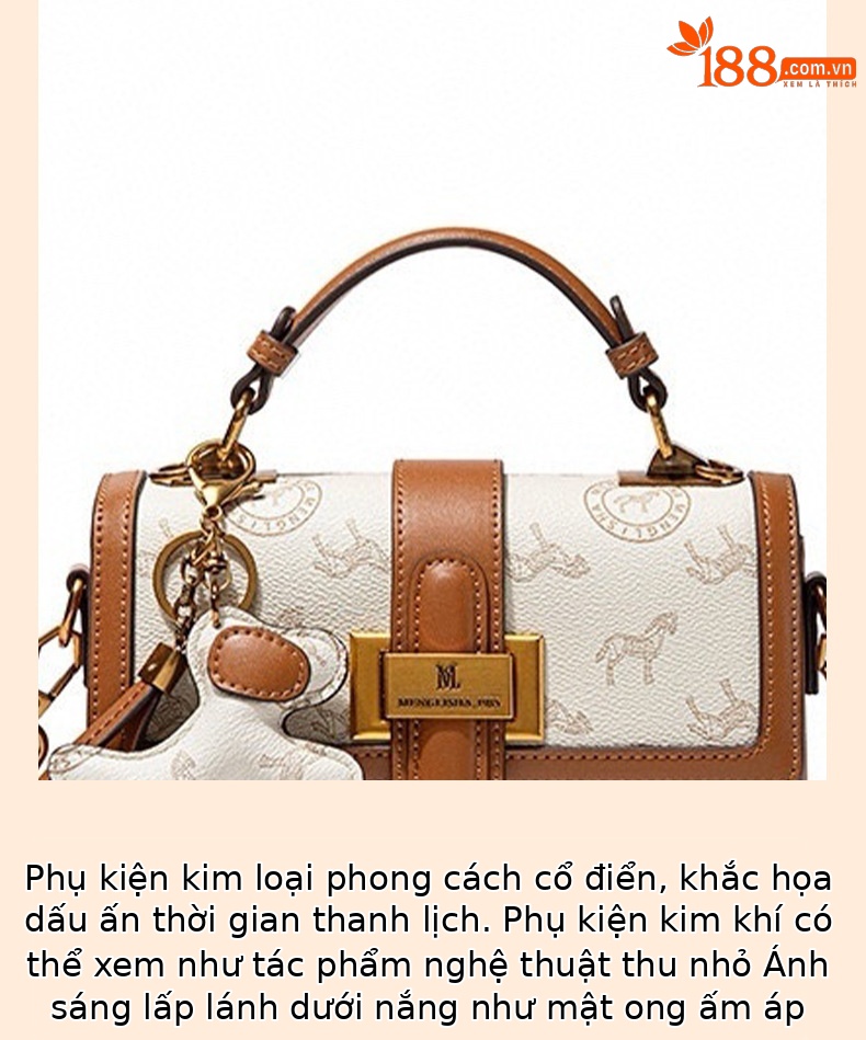 Túi xách nữ thiết kế phối màu đeo chéo dáng vuông nhỏ gọn chi tiết 7