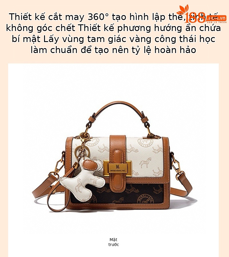 Túi xách nữ thiết kế phối màu đeo chéo dáng vuông nhỏ gọn chi tiết 11