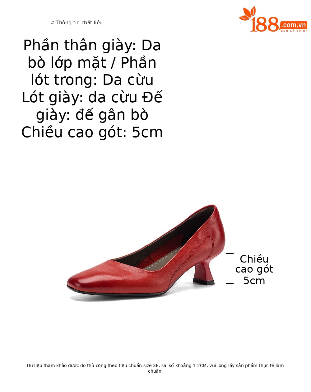 Giày cao gót nữ mũi nhọn da bò wash cổ điển gót 5 cm — màu nâu chi tiết 3