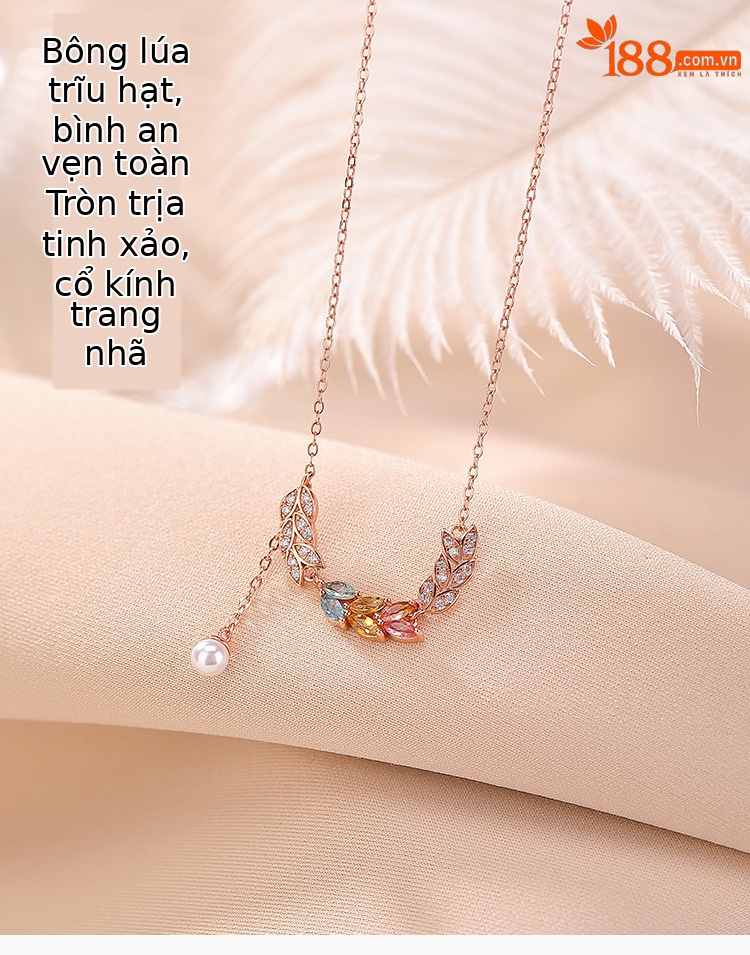 Dây chuyền bạc S925 mạ vàng hồng đính ngọc trai tua nhẹ — Dây xích chi tiết 1