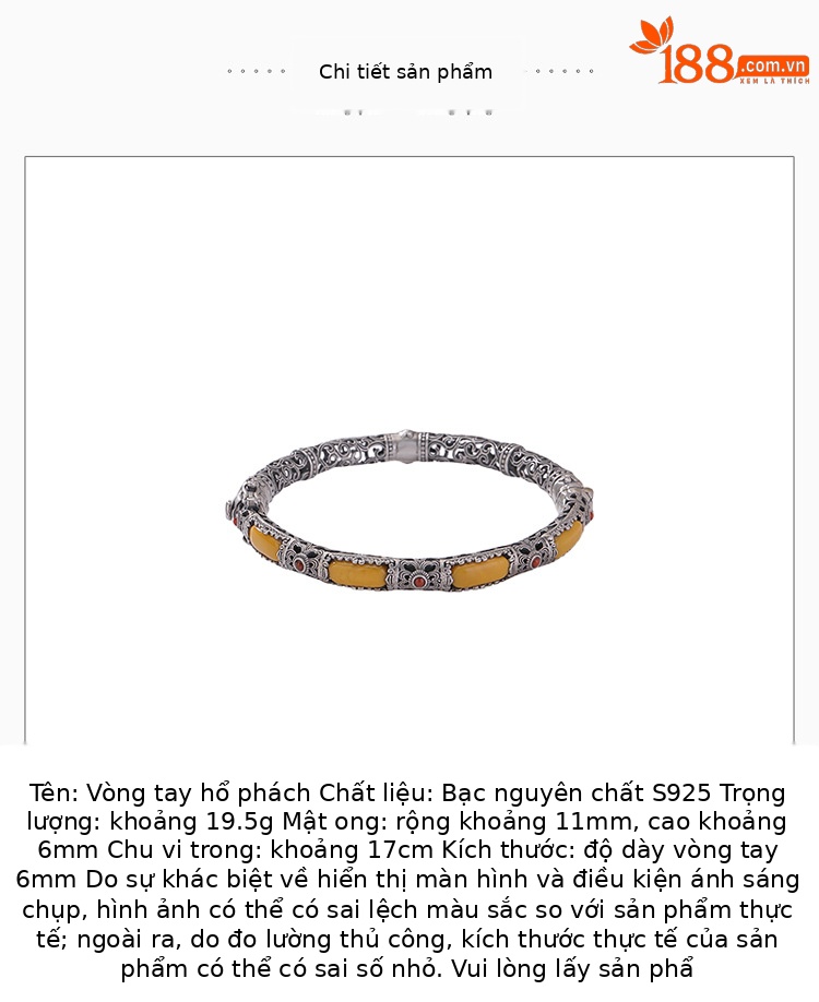 Vòng tay bạc S925 đính mã não đỏ phong cách vintage — Khoảng 19g chi tiết 3