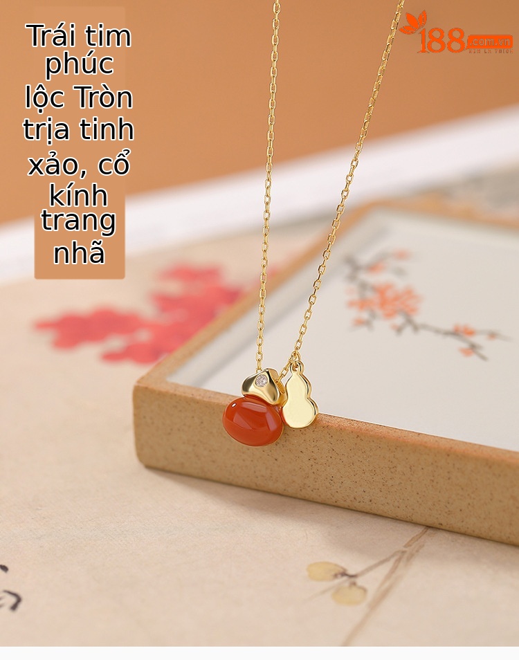 Dây chuyền bạc S925 mạ vàng mặt dây chuyền hình trái tim hồ lô đôi — Bộ chuỗi (bao gồm chuỗi) chi tiết 1