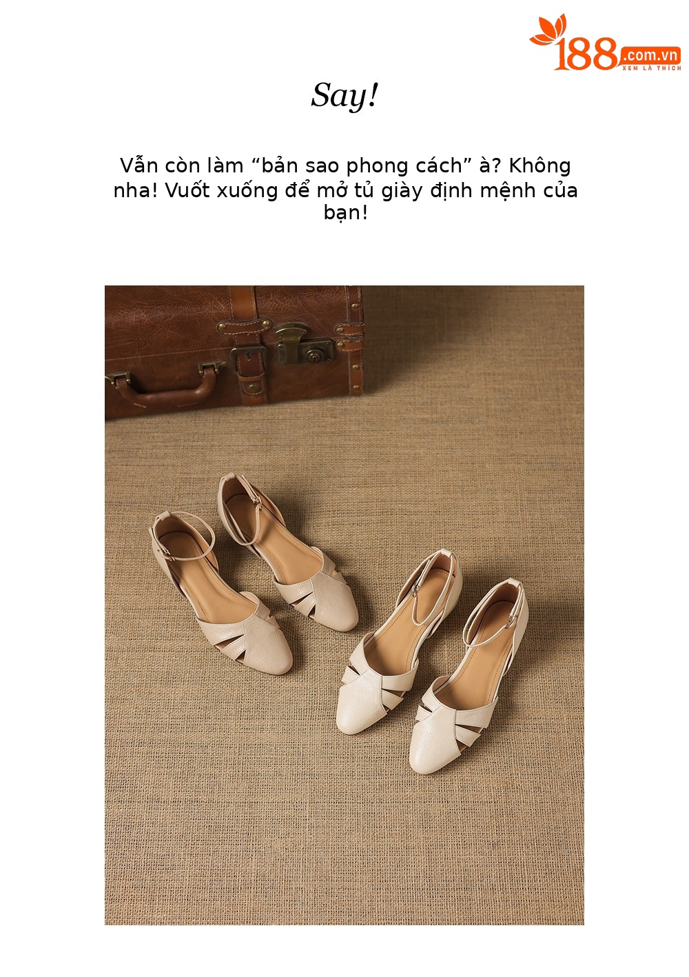 Sandal nữ quai chữ V đế xuồng da dê lỗ rỗng, gót 5 cm, size 34–42 — màu be chi tiết 6