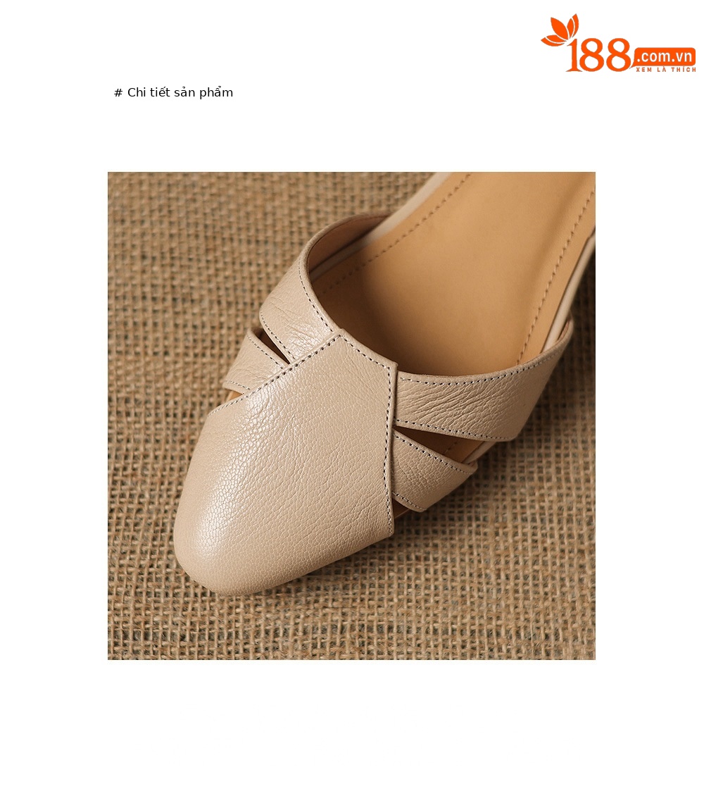 Sandal nữ quai chữ V đế xuồng da dê lỗ rỗng, gót 5 cm, size 34–42 — màu be chi tiết 9