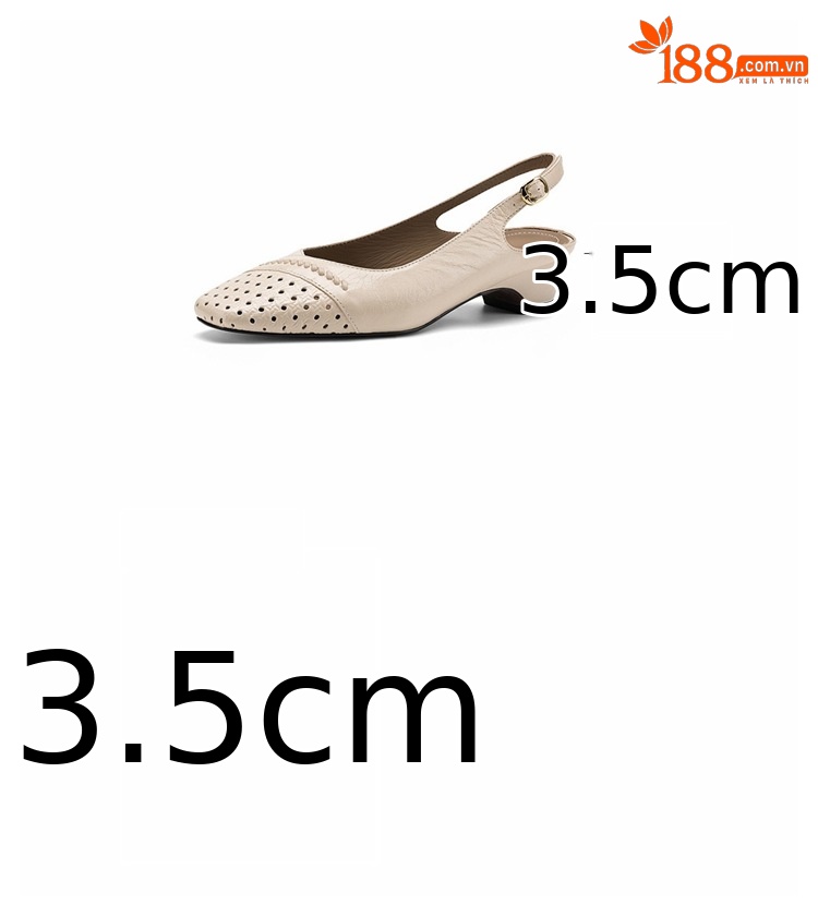 Sandal nữ gót thấp 3.5 cm mũi kín quai ngang khóa một chữ — Sương mù xanh chi tiết 4